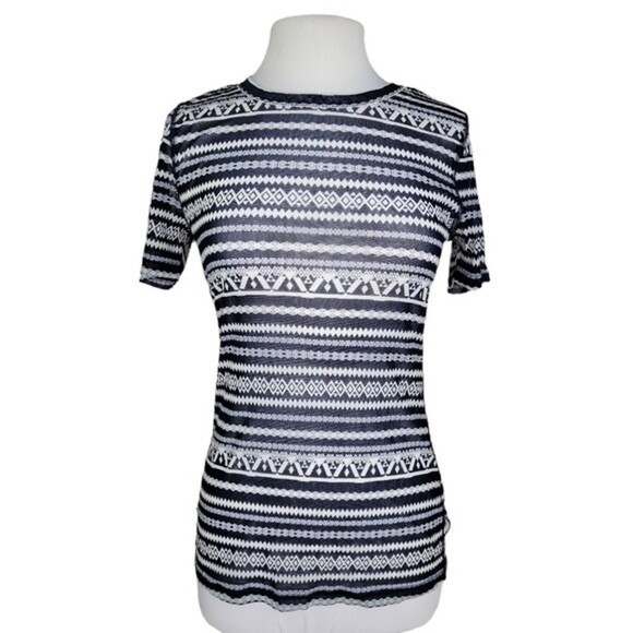 Karen Kane Tops - Karen Kane | Women's Navy and White Sheer Print Tee- Size M